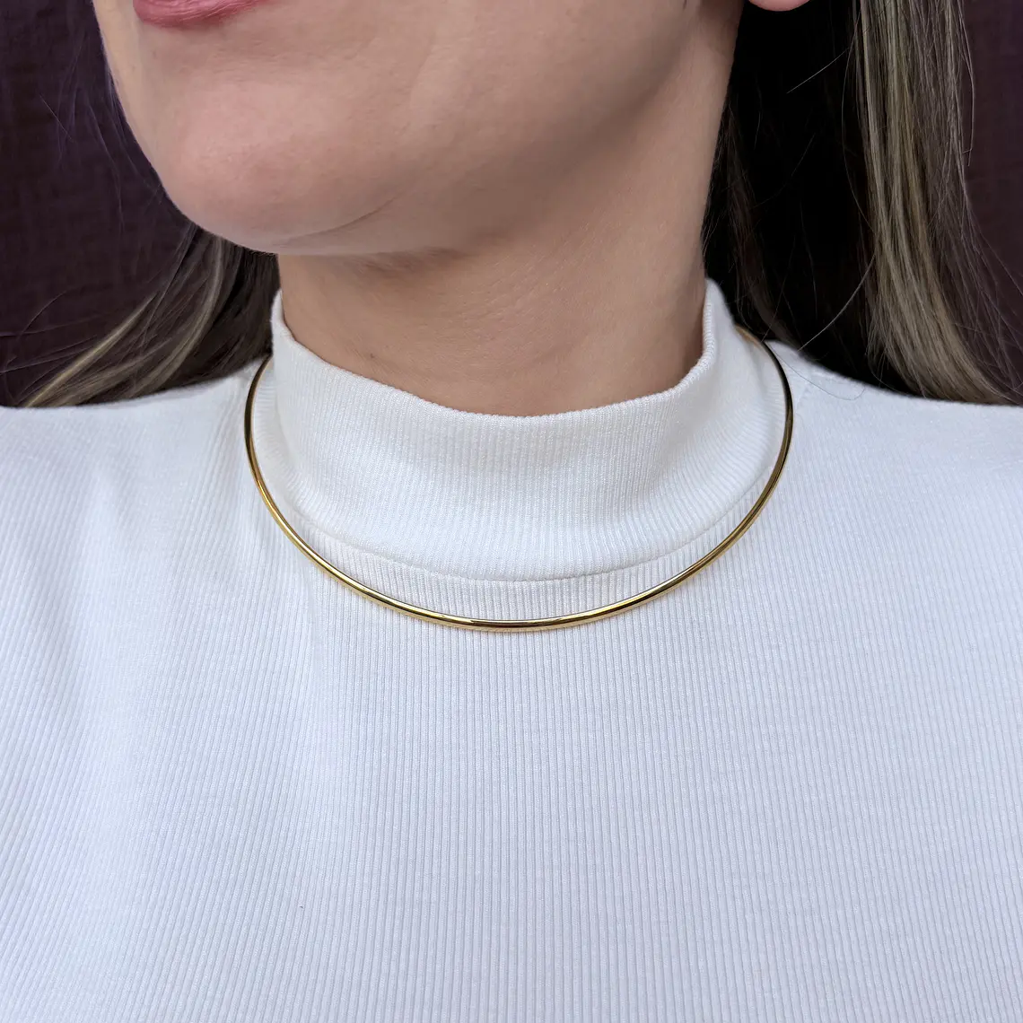Choker Aro Dourado e Ródio Branco 1