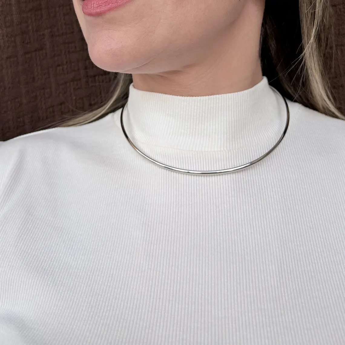 Choker Aro Dourado e Ródio Branco 2