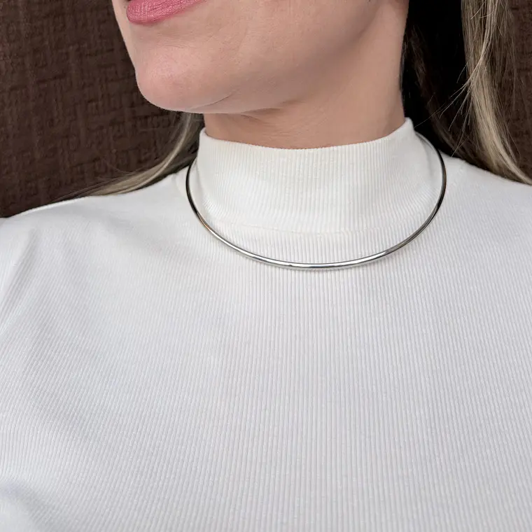 Choker Aro Dourado e Ródio Branco 2