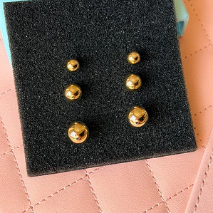 Trio Esfera Dourado Ródio Branco