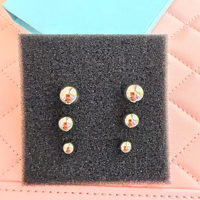 Trio Esfera Dourado Ródio Branco 2