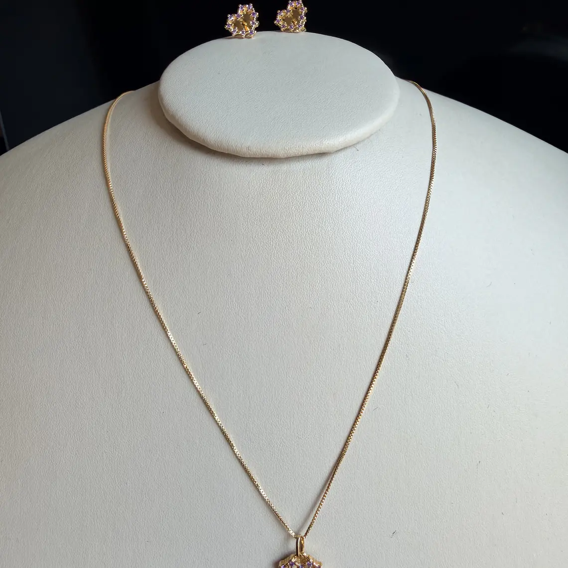 Conjunto Coração Zircônia lavanda  2