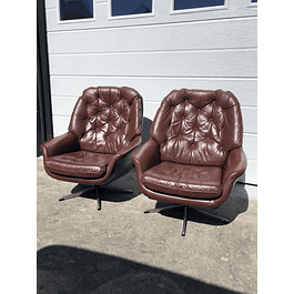 Vintage Leather Swivel Armchair, Denmark 1970 