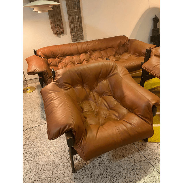Mp-41 Sofa Set in Cognac Leather by Percival Lafer, ,1970