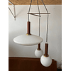 Mid century teak wood  glass globes pendant Light