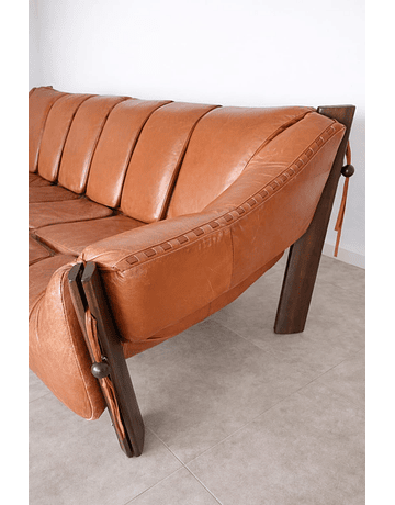 Percival Lafer MP-211 Sofa Set in Jacaranda & Buffalo Leather (Original, Stamped)