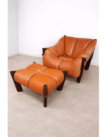 Percival Lafer MP-211 Sofa Set in Jacaranda & Buffalo Leather (Original, Stamped)