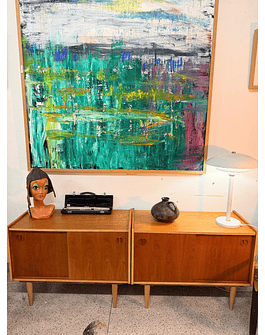 Vintage Mid-Century Sideboard Set – Scandinavian Modern Cabinet (Pair)