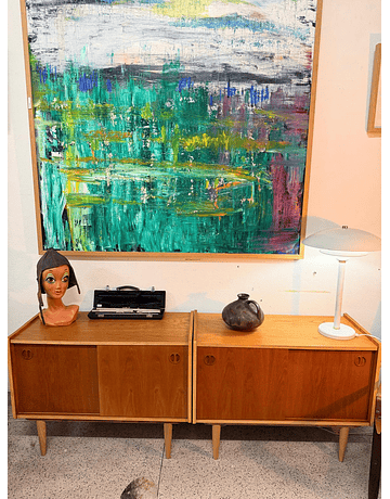 Vintage Mid-Century Sideboard Set – Scandinavian Modern Cabinet (Pair)