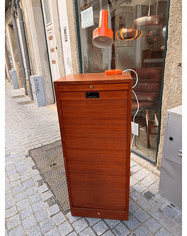 Vintage Teak Tambour Door Cabinet – Mid-Century Modern Storage