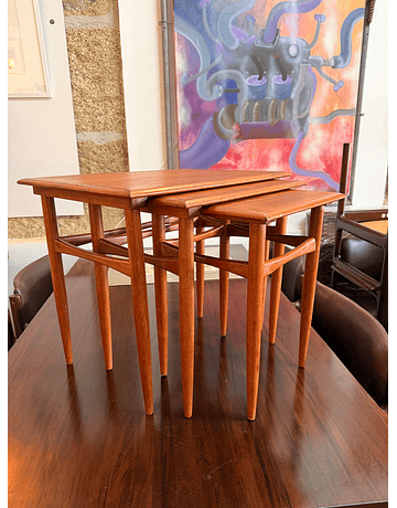 Set of 3 Teak Nesting Tables – Scandinavian Mid-Century Design
