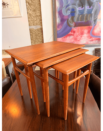 Set of 3 Teak Nesting Tables – Scandinavian Mid-Century Design