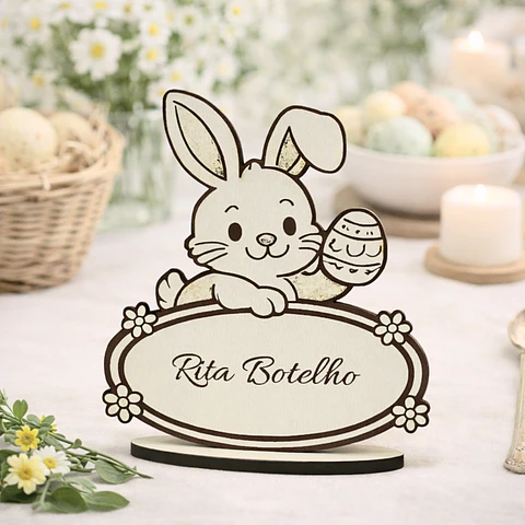 Marcador de Mesa em forma de Coelhinho da Páscoa - forma oval