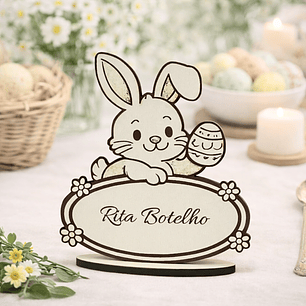 Marcador de Mesa em forma de Coelhinho da Páscoa - forma oval