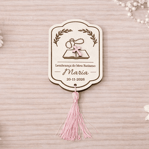 Lembrança de Batismo, Crisma, Primeira Comunhão Personalizada com Bíblia - Acabamento Rosa, Azul ou Branco