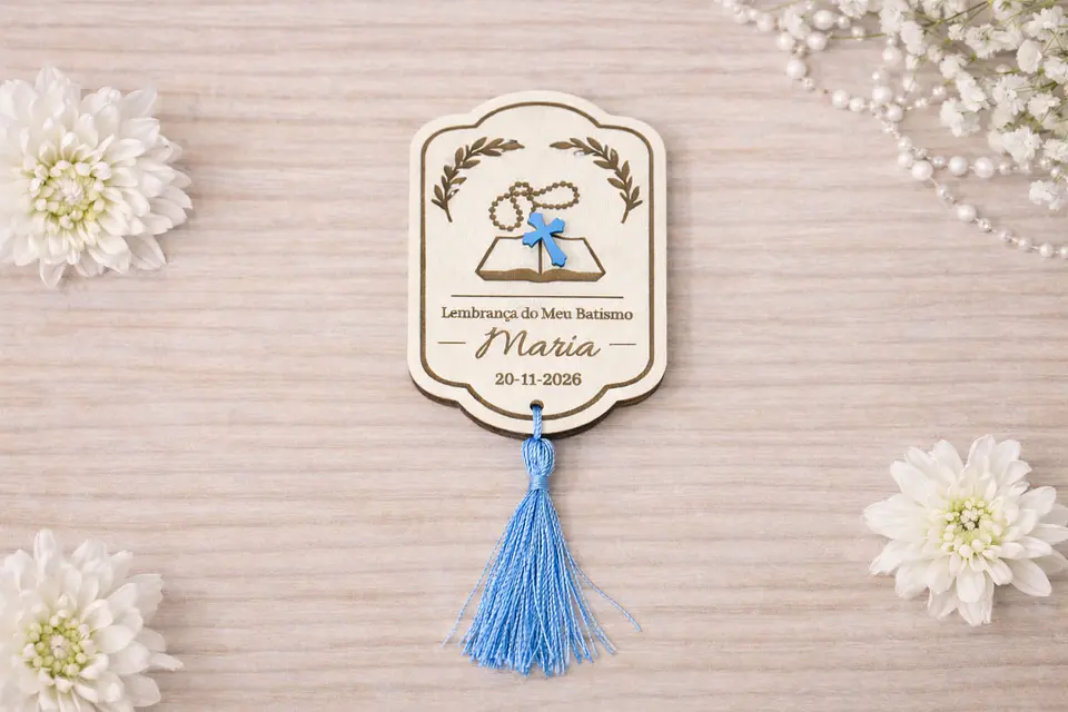 Lembrança de Batismo, Crisma, Primeira Comunhão Personalizada com Bíblia - Acabamento Rosa, Azul ou Branco 4