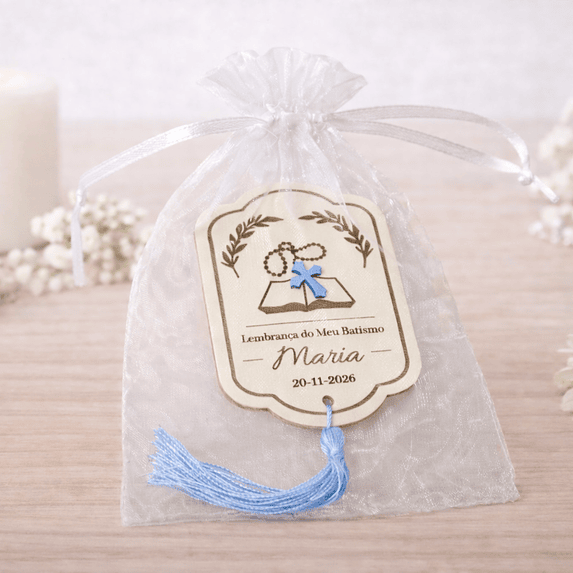 Lembrança de Batismo, Crisma, Primeira Comunhão Personalizada com Bíblia - Acabamento Rosa, Azul ou Branco 5