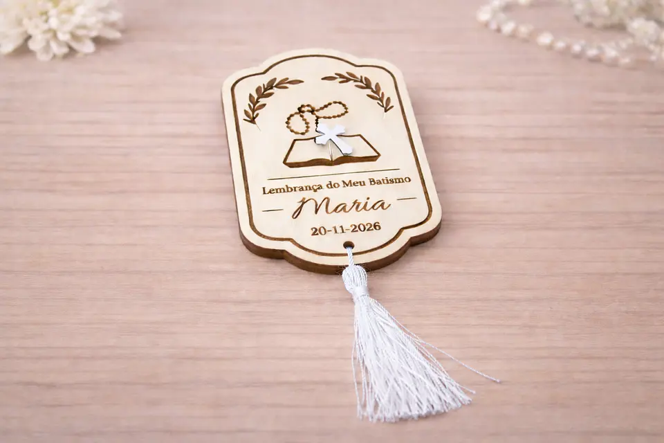 Lembrança de Batismo, Crisma, Primeira Comunhão Personalizada com Bíblia - Acabamento Rosa, Azul ou Branco 6