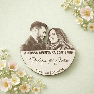 Save the Date Personalizado em MDF Branco com Foto Gravada, Lembrança de Anúncio de Casamento, Marcação de Data de Casamento para Oferecer aos Convidados