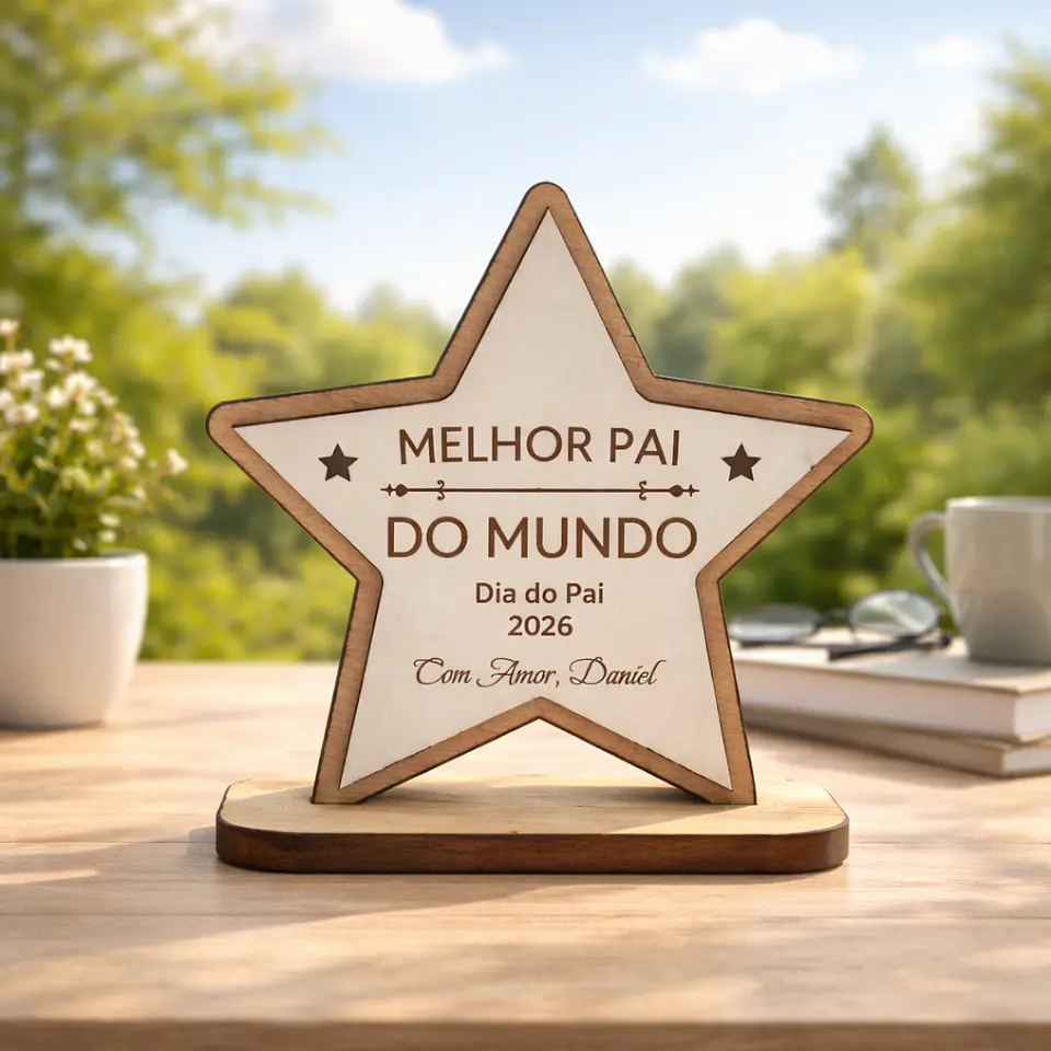 Lembrança Personalizada “Melhor Pai do Mundo” em forma de Estrela - Presente para o Dia do Pai 1