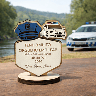 Lembrança Personalizada Para Dia do Pai  - Presente para o Dia do Pai Polícia em MDF com Base