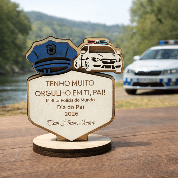 Lembrança Personalizada Para Dia do Pai  - Presente para o Dia do Pai Polícia em MDF com Base 1