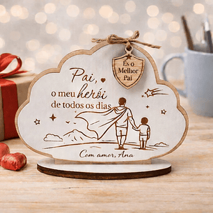 Lembrança Personalizada Para Dia do Pai  - Presente para o Dia do Pai Herói em MDF com Base 