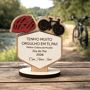 Lembrança Personalizada Para Dia do Pai Ciclista - Presente para o Dia do Pai Ciclista em MDF com Base  