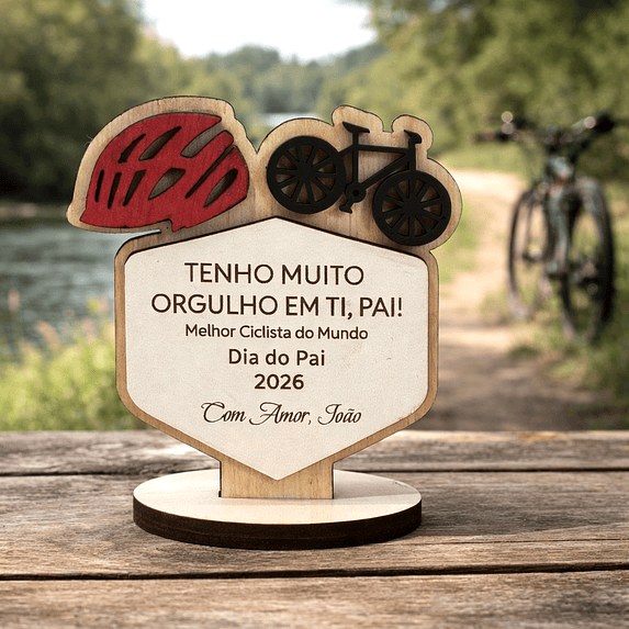 Lembrança Personalizada Para Dia do Pai Ciclista - Presente para o Dia do Pai Ciclista em MDF com Base   1
