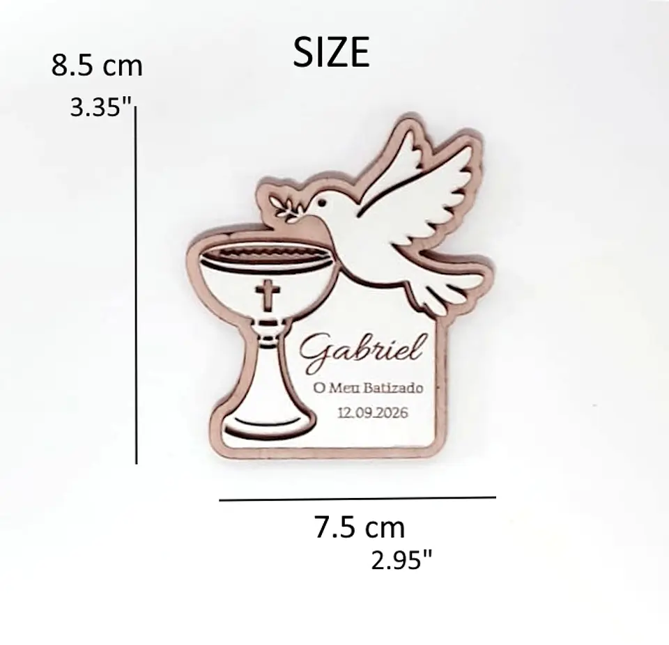 Lembrança de Batismo, Crisma, Primeira Comunhão Personalizada com Cálice e Pomba da Paz   3