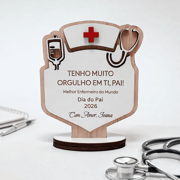 Lembrança Personalizada Para Dia do Pai Enfermeiro - Presente para o Dia do Pai Enfermeiro em MDF com Base    1