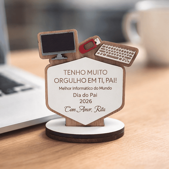 Lembrança Personalizada Para Dia do Pai Informático - Presente para o Dia do Pai Informático em MDF     1