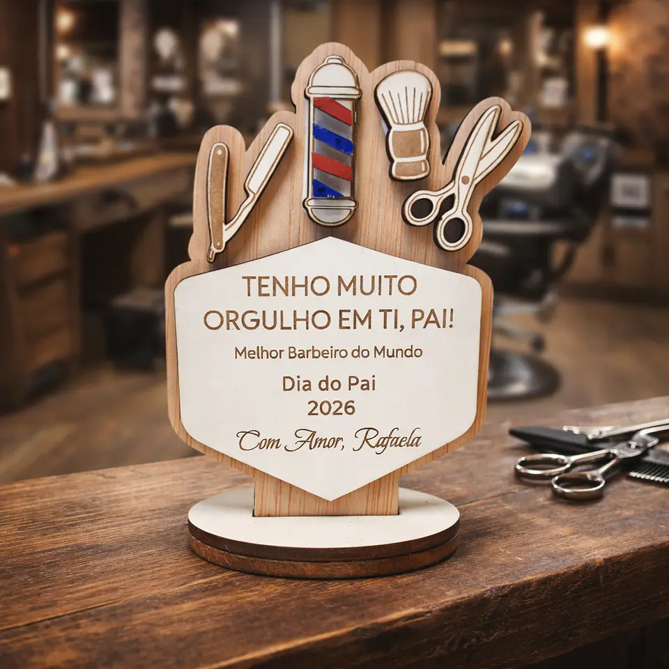 Lembrança Personalizada Para Dia do Pai barbeiro - Presente para o Dia do Pai barbeiro em MDF     1