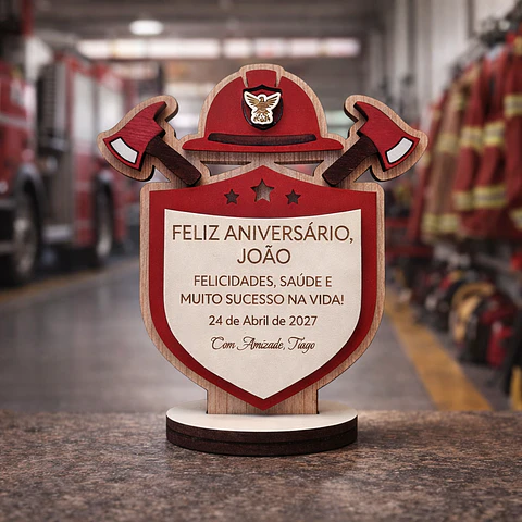 Lembrança Personalizada Para Dia de aniversário de um Bombeiro - Presente para o aniversário de Bombeiro em MDF   
