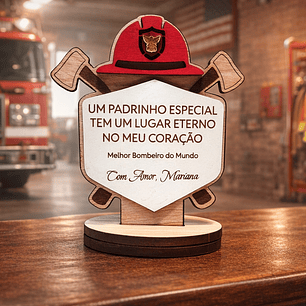 Lembrança Personalizada Para um Padrinho-Madrinha Bombeiro - Presente para Padrinho-Madrinha Bombeiro em MDF     