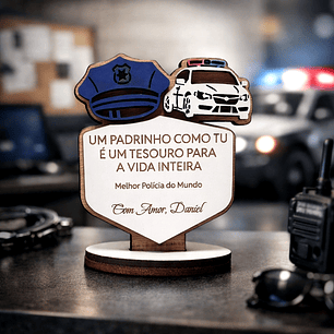 Lembrança Personalizada Para um Padrinho Polícia - Presente para Padrinho Polícia em MDF    