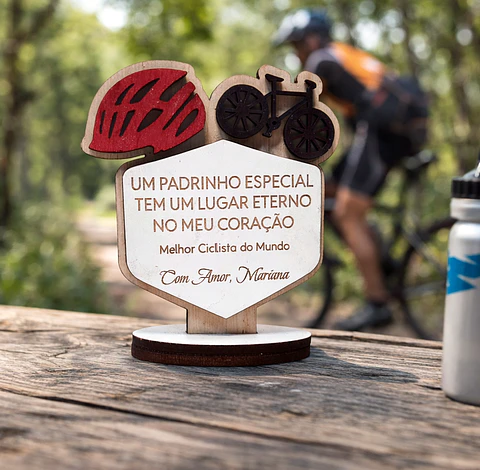 Lembrança Personalizada Para um Padrinho Ciclista - Presente para Padrinho Ciclista em MDF     
