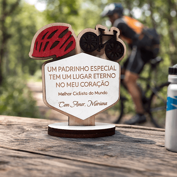 Lembrança Personalizada Para um Padrinho Ciclista - Presente para Padrinho Ciclista em MDF      1
