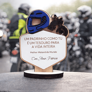 Lembrança Personalizada Para um Padrinho Motard - Presente para Padrinho Motard em MDF       