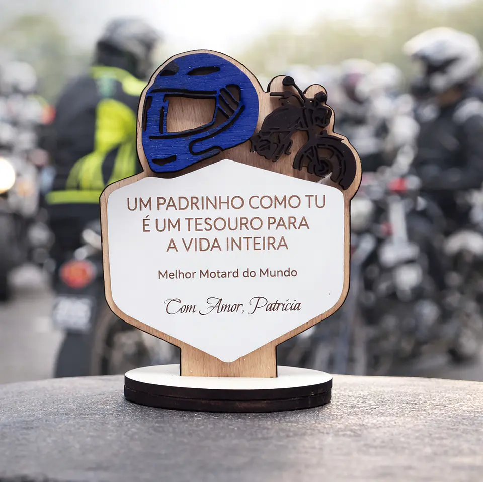 Lembrança Personalizada Para um Padrinho Motard - Presente para Padrinho Motard em MDF        1