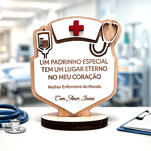 Lembrança Personalizada Para um Padrinho Enfermeiro - Presente para Padrinho Enfermeiro em MDF      