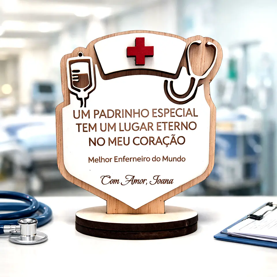 Lembrança Personalizada Para um Padrinho Enfermeiro - Presente para Padrinho Enfermeiro em MDF       1
