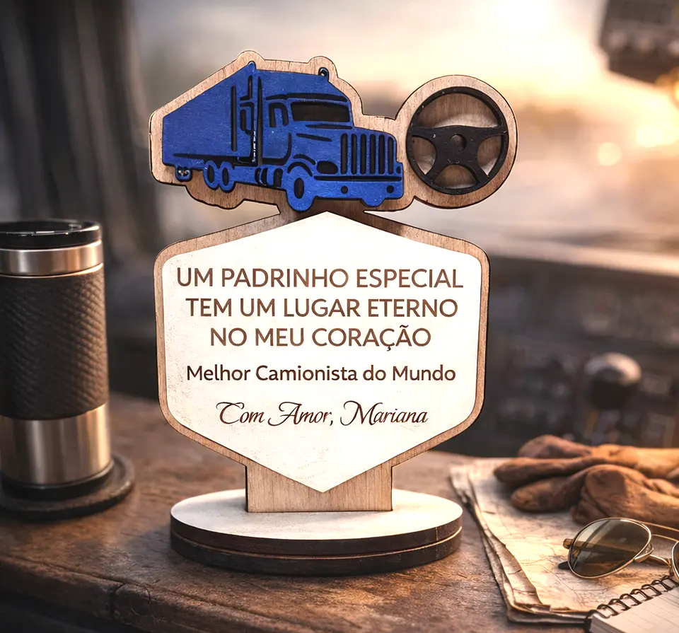 Lembrança Personalizada Para um Padrinho Camionista - Presente para Padrinho Camionista em MDF    1