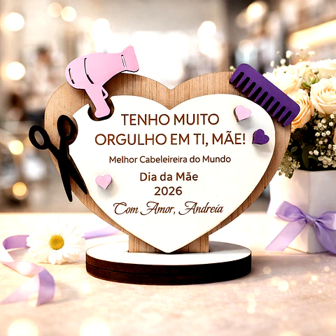 Lembrança Personalizada Para o Dia da Mãe Cabeleireira - Presente para o Dia da Mãe Cabeleireira em MDF    