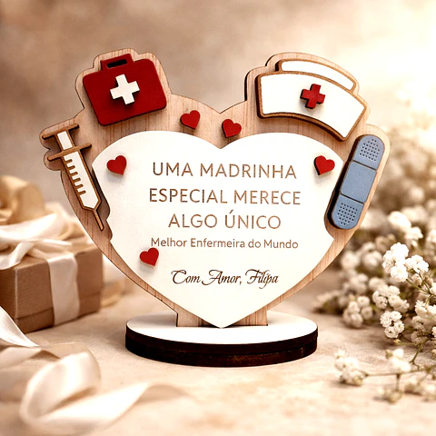 Lembrança Personalizada Para uma Madrinha Enfermeira - Presente para Madrinha Enfermeira em MDF      