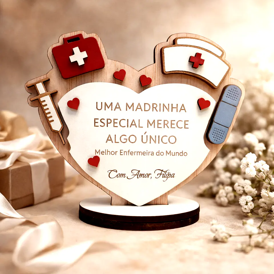 Lembrança Personalizada Para uma Madrinha Enfermeira - Presente para Madrinha Enfermeira em MDF       1