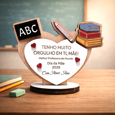 Lembrança Personalizada Para o Dia da Mãe Professora - Presente para o Dia da Mãe Professora em MDF   
