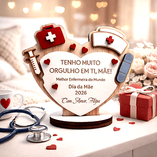 Lembrança Personalizada Para o Dia da Mãe Enfermeira - Presente para o Dia da Mãe Enfermeira em MDF    