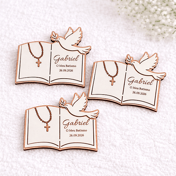 Lembrança de Batismo, Crisma, Primeira Comunhão Personalizada Bíblia com Pomba 4