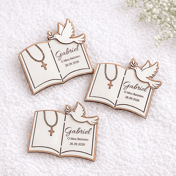 Lembrança de Batismo, Crisma, Primeira Comunhão Personalizada Bíblia com Pomba 2